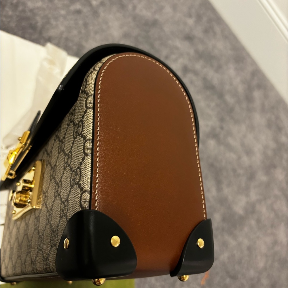 Gucci padlock bamboo shoulder bag GG coated canvas small - Picture 12 of 14